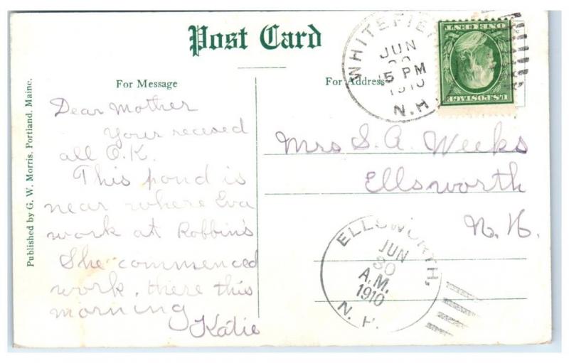 1910 Whitefield, NH, Mirror Lake Postcard