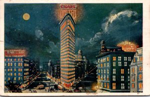 New York City Flat Iron Building At Night 1908