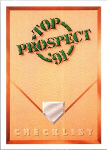 1991 Upper Deck Baseball Card Top Prospect '91 Checklist