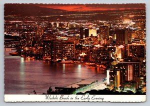 Waikiki Beach In The Early Evening Hawaii Vintage Unposted Postcard