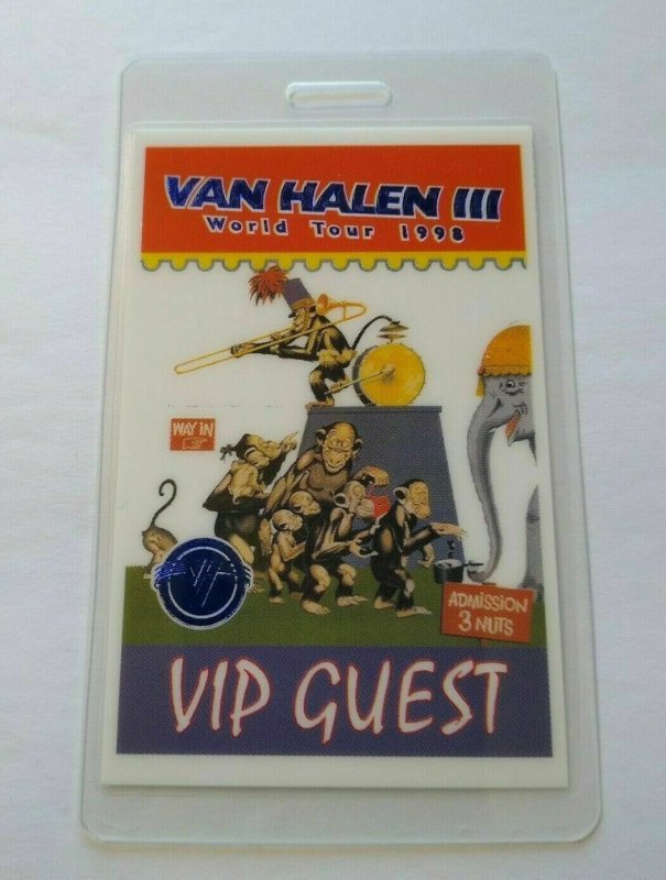 Van Halen III Backstage Pass Original VIP Guest Circus Monkey Artwork 1998 Eddie 