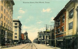 Postcard Texas Fort Worth Houston Street Trolley tracks Kress 23-9329