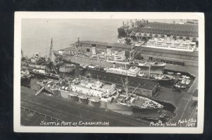 RPPC SEATTLE WASHINGTON PORT OF EMBARKATION SHIPS REAL PHOTO POSTCARD