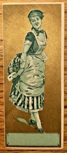 Victorian Trade Card Antique Beautiful French Maid Costume Masquerade Outfit Wow