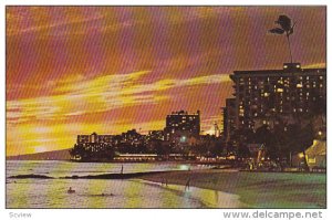 Waikiki Beach, Setting Sun, Hotels, Waikiki, Oahu, Hawaii, United States, 40?...