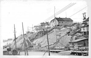 Flin Flon Canada Hill Street From Second Avenue Real Photo Postcard