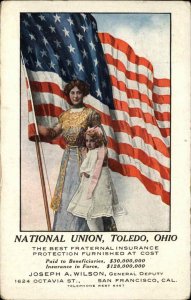 Mother Daughter American Flag National Union Toledo OH Fraternal Insurance PC