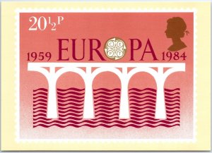 VINTAGE CONTINENTAL SIZED POSTCARD UK ROYAL MAIL DESIGN OF EUROPA 1984 B