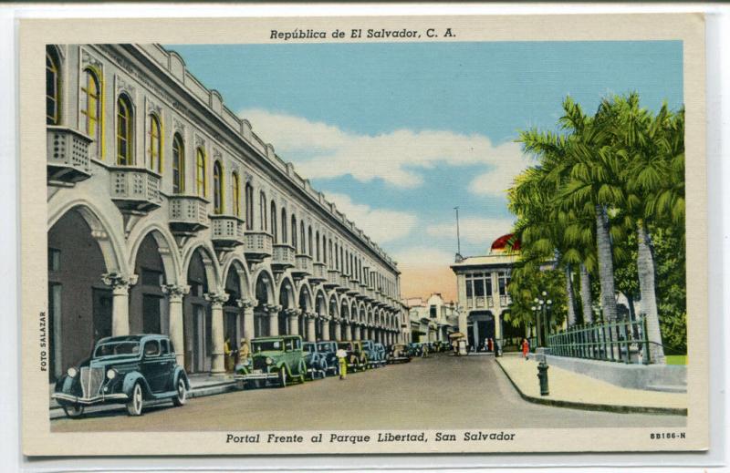 Portal Frente al Parque Libertad San Salvador El Salvador linen postcard