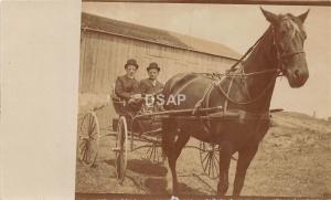 C35/ Transportation Real Photo RPPC Postcard c1910 Horse Buggy Men Barn 7