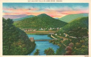 Vintage Postcard Balcony Falls On James River Virginia Asheville Post Card Pub.