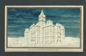 Ca 1906 Post Card Salt Lake City UT City & County Bldg W/Gold Frame Embossed----