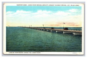 Vintage 1920s Postcard James River Bridge World's Longest Highway Bridge VA