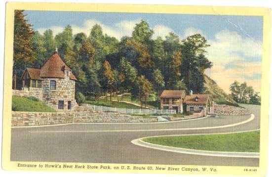 Hawk's Nest Rock State Park New River WV, 1942 Linen