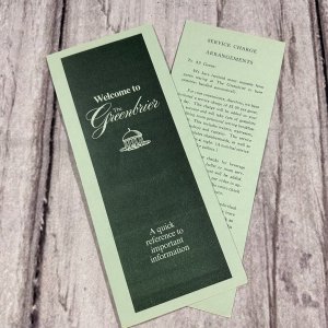 Greenbrier Hotel White Sulpher Springs WV Quick reference Pamphlet 1970s