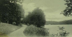 C.1900-10 Bend In Road Along Highland Lake, Winsted, CT Vintage Postcard F77