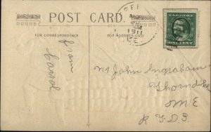 Thanksgiving - Boys American Flag Giant Corn Cob c1910 Postcard