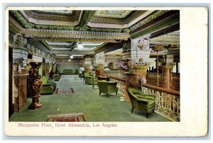 1907 Interior Mezzanine Floor Hotel Alexandria Los Angeles California Postcard