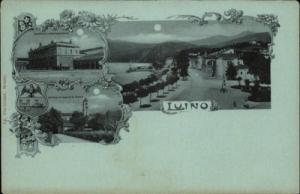 Luino Italy Night Moon Multiple Views c1900 Postcard