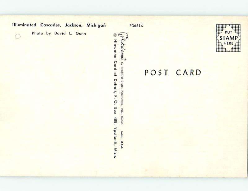 Unused Pre-1980 ILLUMINATED CASCADE Jackson Michigan MI hn0851