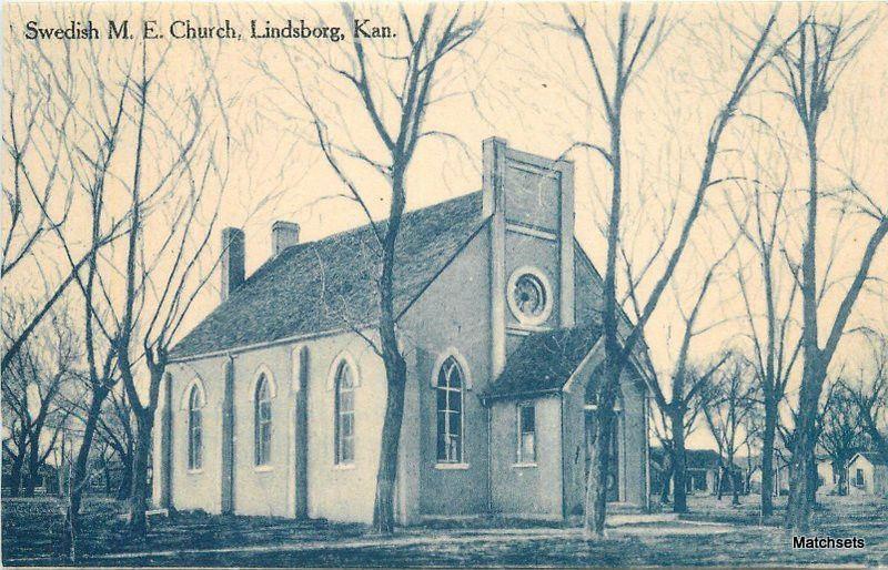 C-1910 LINDSBORG KANSAS Swedish ME Church postcard 12055