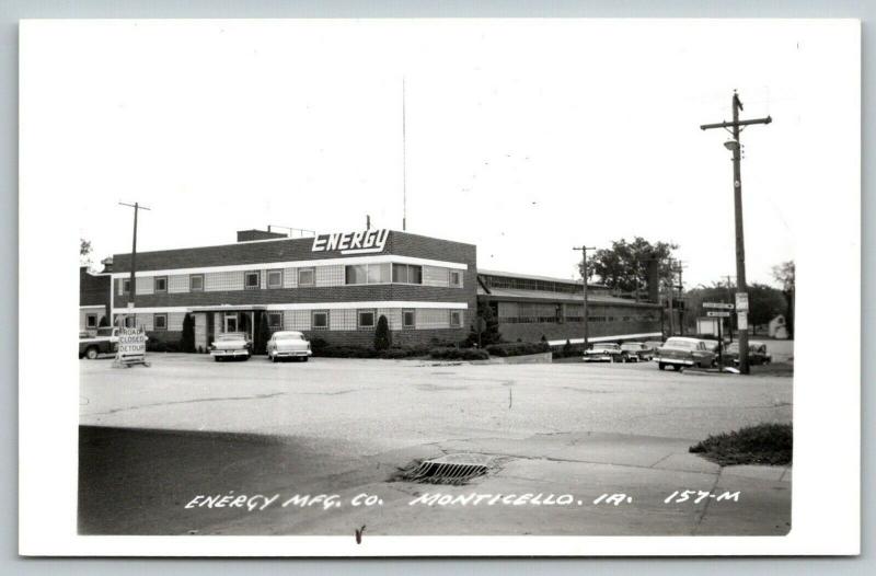 Monticello IowaEnergy Mfg CoHydraulic Cylinder Farm Factory1950s CarsRPPC