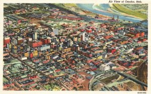Vintage Postcard Air View of Buildings and Landmarks Roadways Omaha Nebraska NB