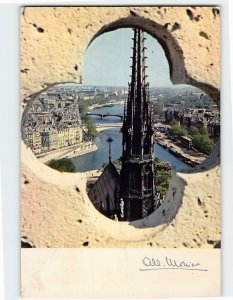 Postcard The Seine & Spire of Notre-Dame de Paris France