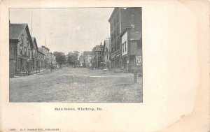 MAINE STREET WINTHROP MAINE DELTIOLOGY POSTCARD (c. 1905)