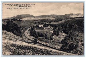 1913 Where The O & W Reaches Its Highest Point Liberty New York NY Postcard