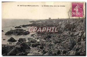 Old Postcard Batz Sur Mer La Grande Cote Towards Caves
