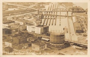 RPPC Flood Waters PORTLAND Oregon Bird's-Eye View ca 1940s Vintage Postcard