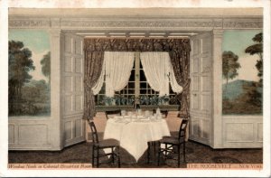 Postcard NY Roosevelt Hotel - Colonial Breakfast Room Window Nook - Lumitone