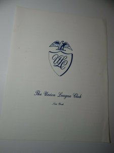 Vintage 1971 The Union League Club Restaurant Menu New York