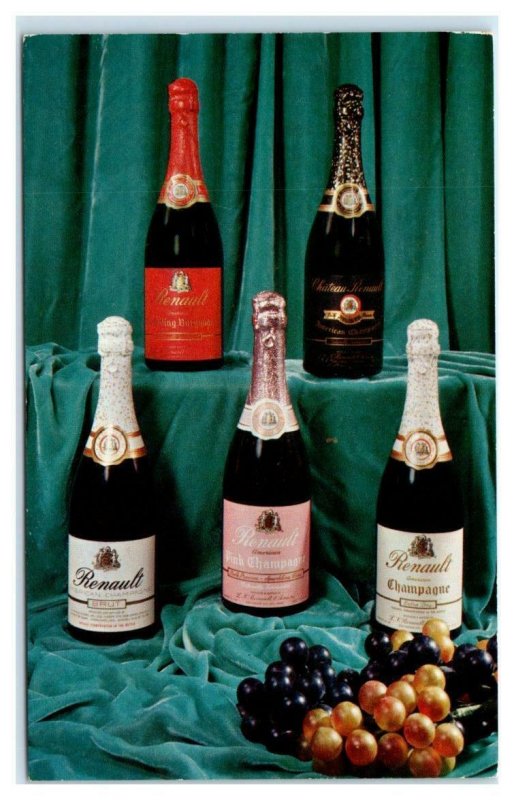 Advertising RENAULT CHAMPAGNE, American Pink Champagne, Burgundy Wine Postcard