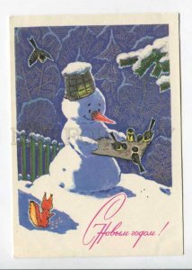 299106 USSR ZARUBIN HAPPY NEW YEAR Snowman squirrel POSTAL STATIONERY 1969 year