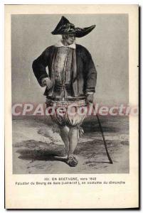 Old Postcard In Britain around 1840 Paludier of Bourg Sunday Costume Batz