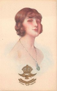 GLAMOUR WOMAN ROYAL AIR FORCE  ENGLAND RAF MILITARY EMBOSSED POSTCARD (c.1918)*