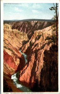 Vtg Grand Canyon Inspiration Point Yellowstone National Park WY Antique Postcard