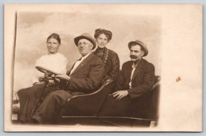 RPPC White City  Family in Studio Car Chicago Illinois     Postcard