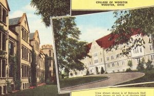 Linen Postcard - Babcock Hall - College of Wooster - Wooster, Ohio