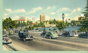 Postcard Early View of Old Cars on Wilshire Blvd.. Los Angeles, CA.   N3