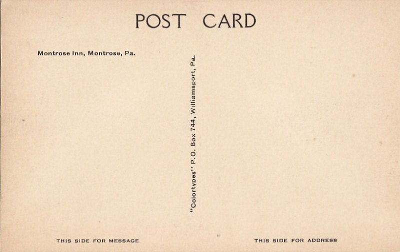 Postcard Montrose Inn Montrose PA