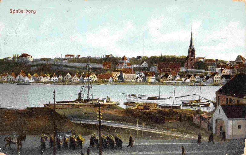 Panorama Sonderborg Denmark 1909  postcard