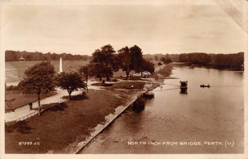 PERTH SCOTLAND UK NORTH INCH PARK FROM BRIDGE~REAL PHOTO POSTCARD 1936