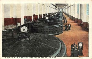 KEOKUK, IA Iowa MISSISSIPPI RIVER POWER PLANT~Generator Room 1938 Linen Postcard