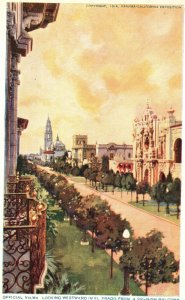 Vintage Postcard 1920's El Prado From Spanish Balcony Panama-Calif. Exposition