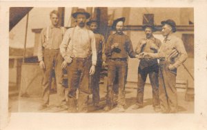 J47/ Interesting RPPC Postcard c1910 Occupational Men Overalls Workers 225