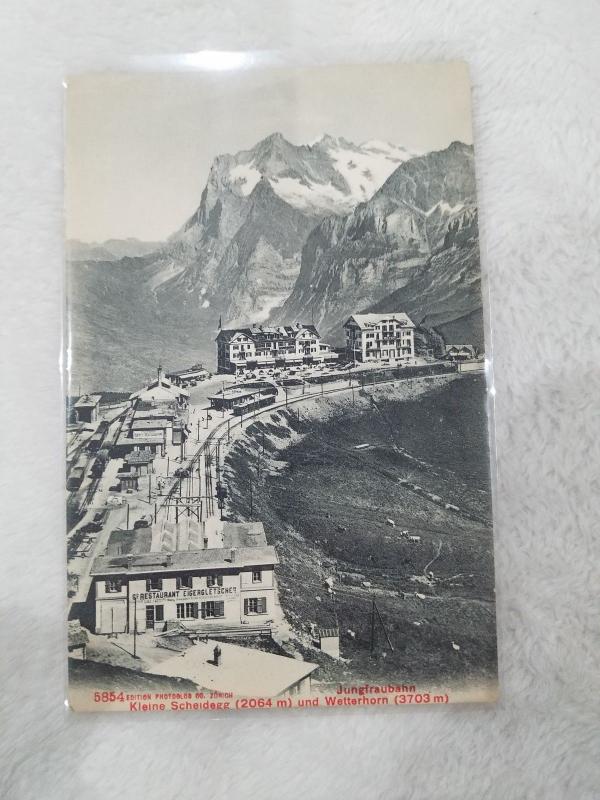 Antique Postcard entitled Klene Scheldegg und Jungiraubahn Wetterhorn