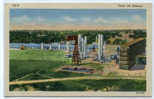 Texas Oil Refinery Panorama linen postcard